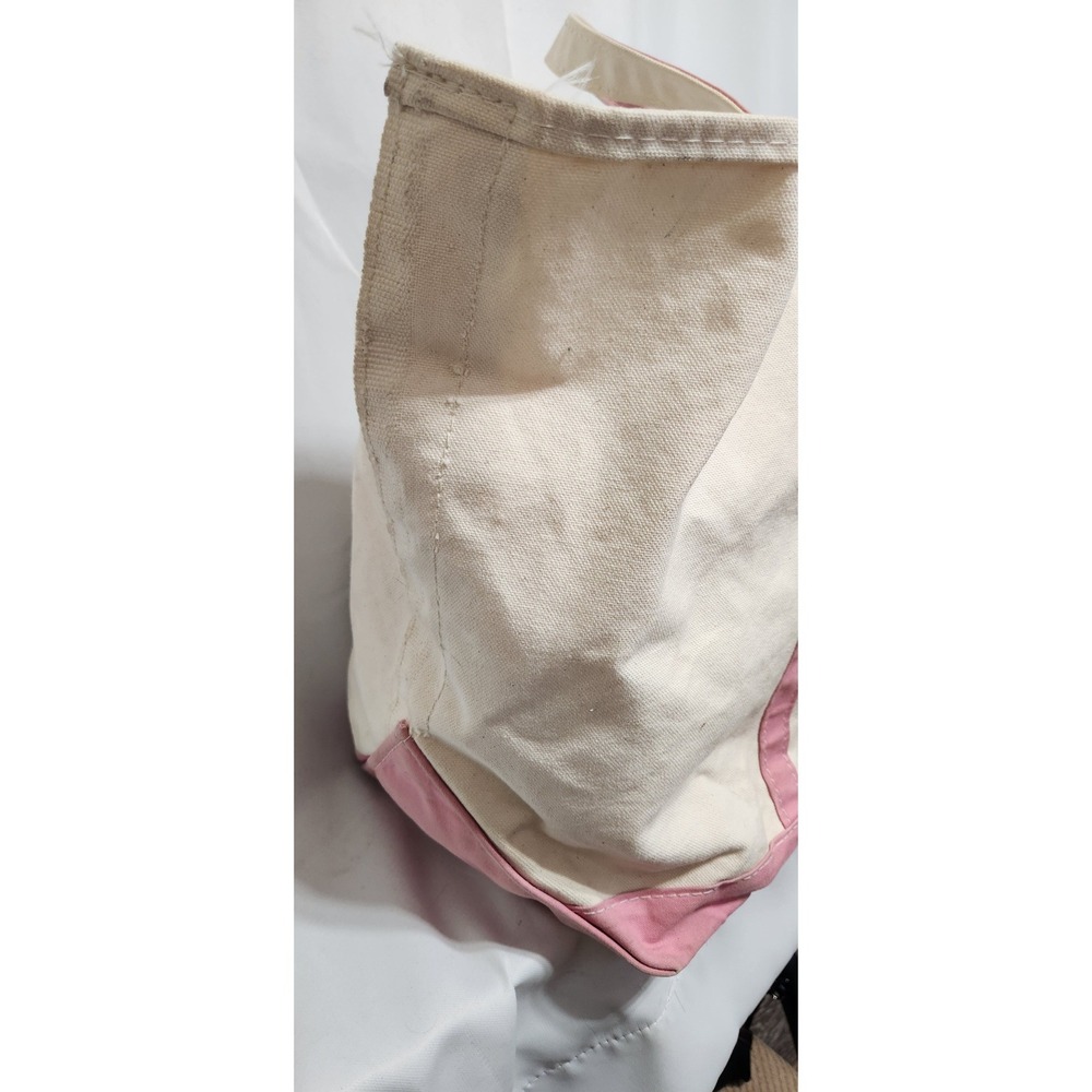 LL Bean Boat &Tote Canvas Bag Pink Zoe Monogram Large Made in USA SOME STAINING - Picture 5 of 9